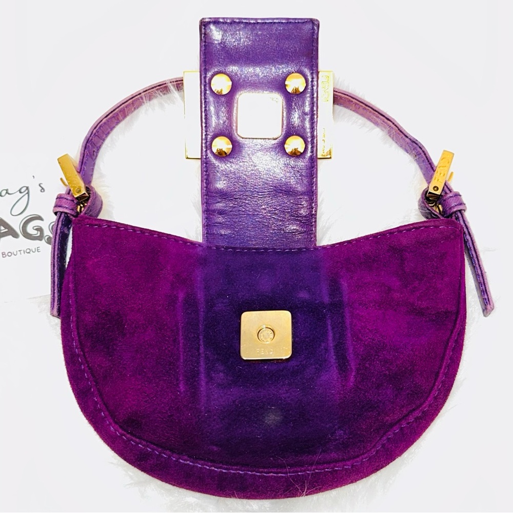 Fendi: Suede Logo FF Mini Tote Bag - Picture 8 of 16